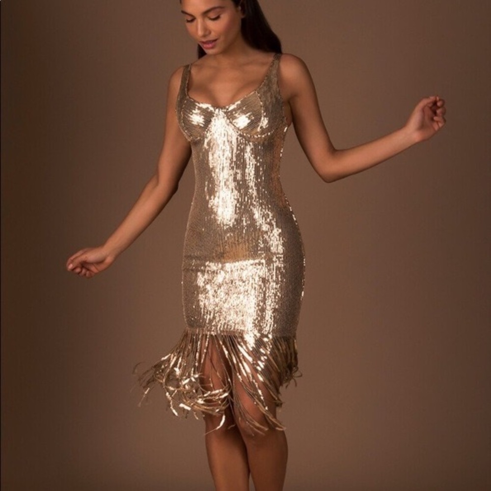 Nadine Merabi Gold Sequins Dress Size Small - Picture 1 of 6